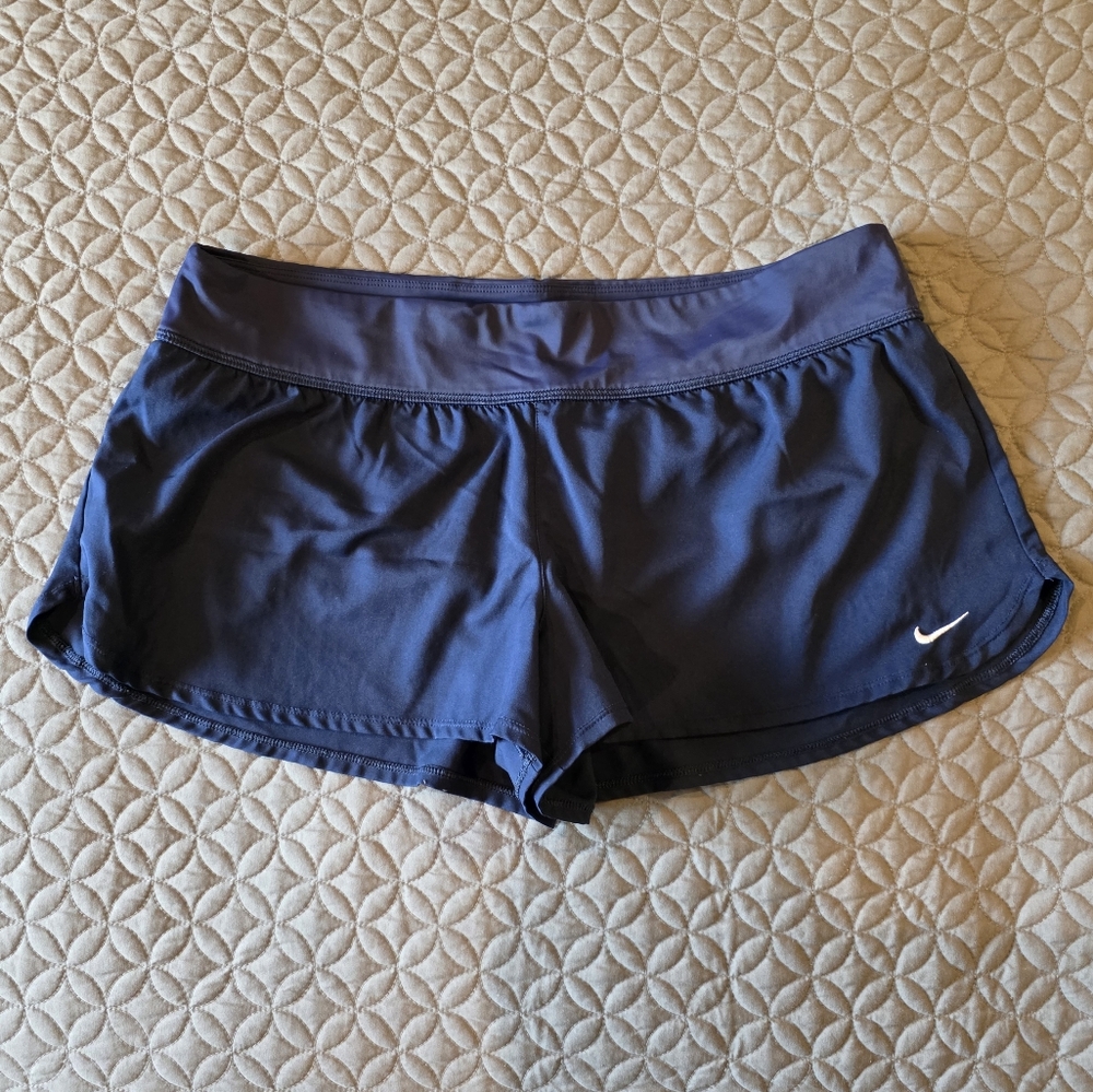 Nike Women's Dri-FIT Navy Blue Brief Lined Athletic Shorts, XL